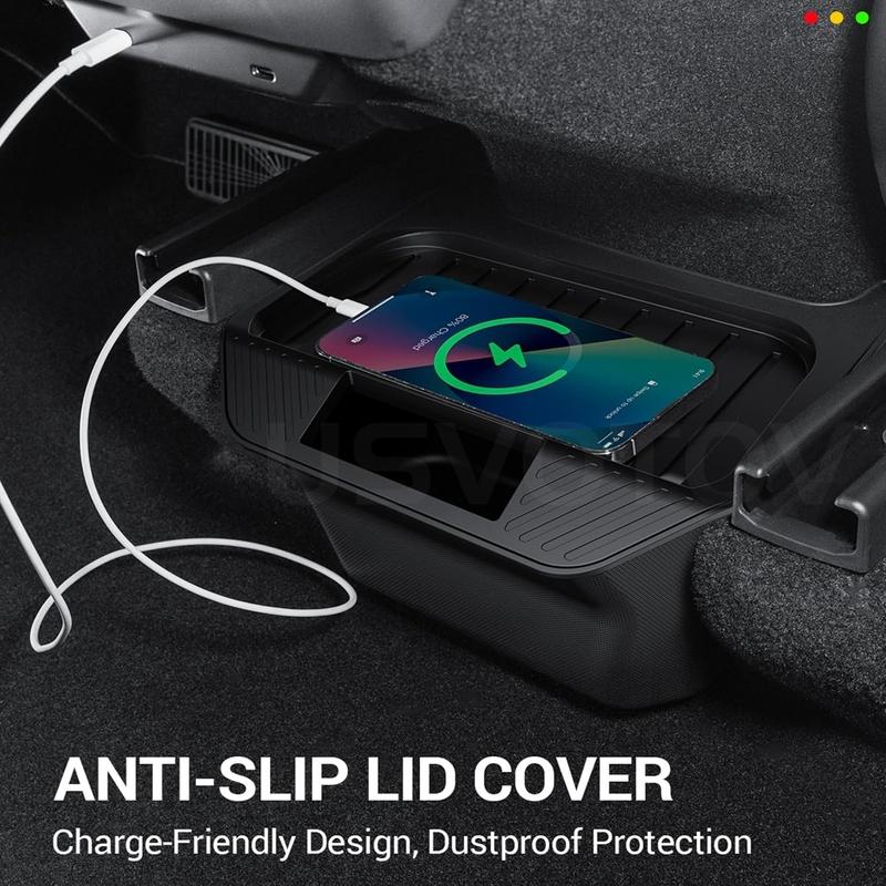 Rear Center Console Organizer for Tesla Model Y Juniper 2025 2026 Trash Can 2nd Row Under Floor Storage Box Bin Mat Accessories