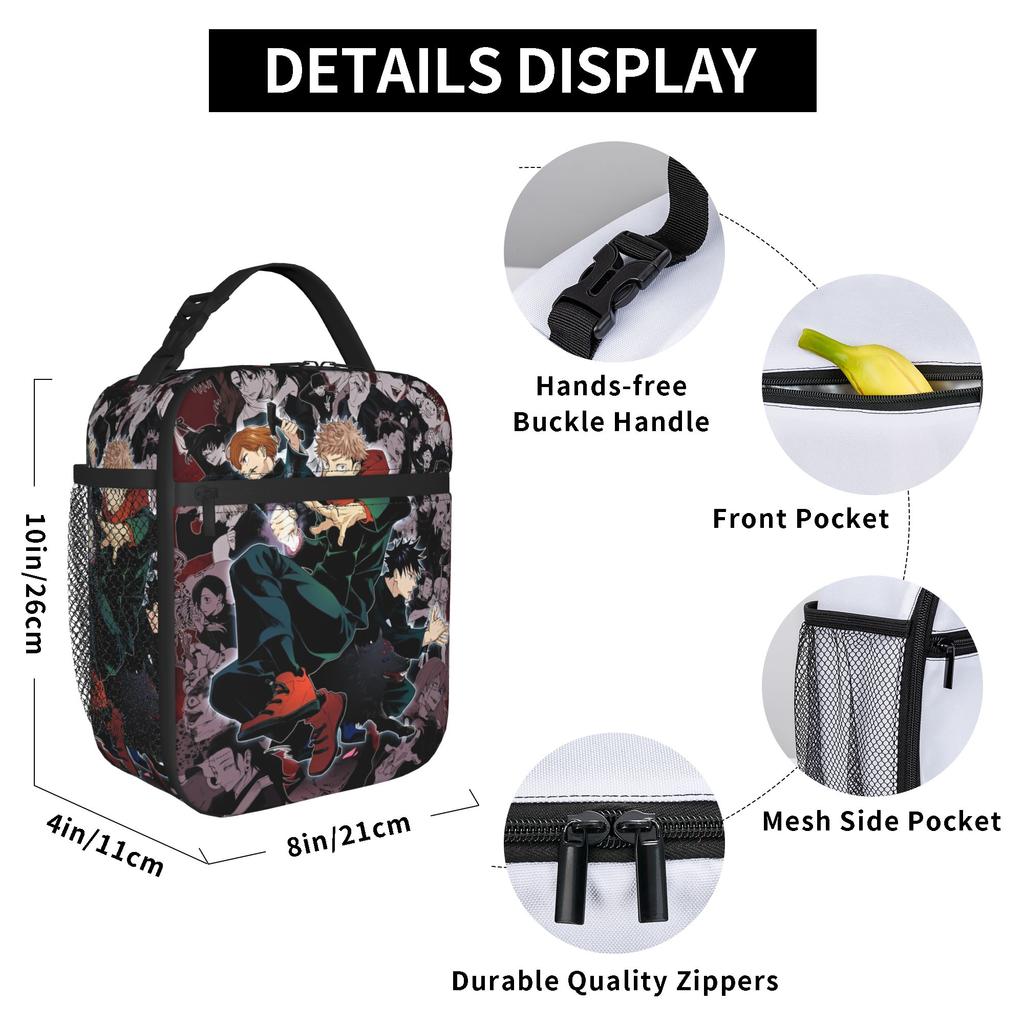 Insulated Lunch Bags Cooler Bag Reusable,Lunch Container Jujutsus Kaisens Anime High Capacity Tote Lunch Box Food Storage Bags