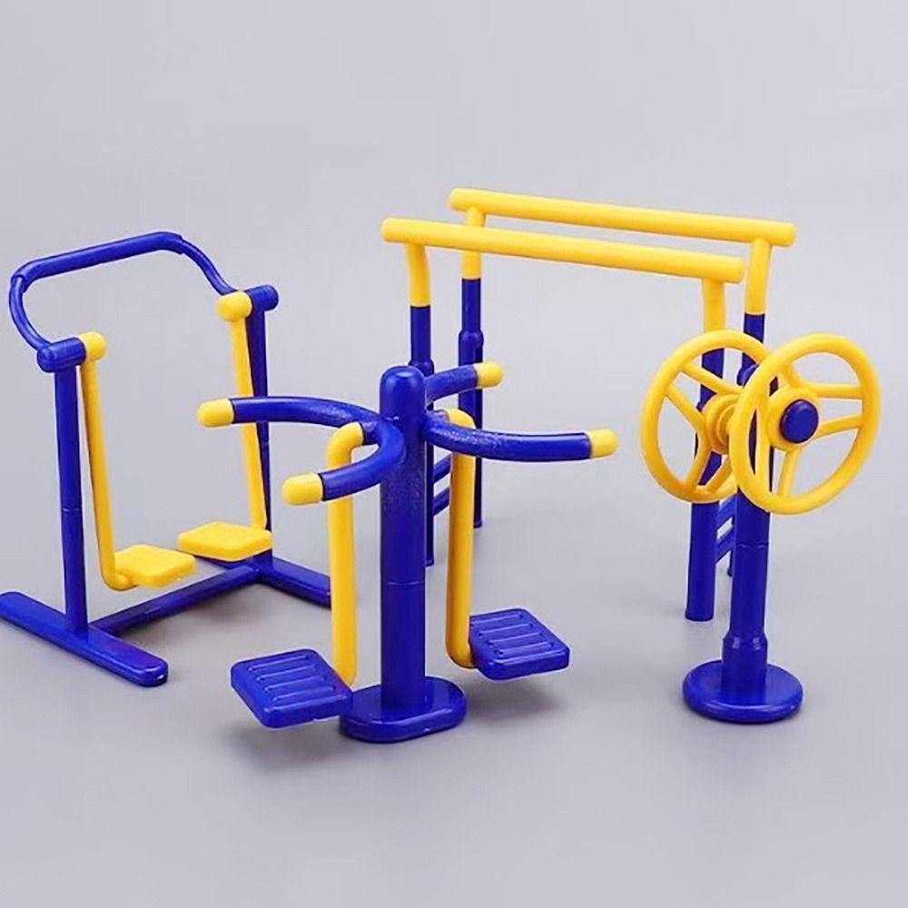 3PCS/Set Kunststoff Outdoor Sport Modell Gelb&Blau Maßstab Fitnessstudio Zubehör Mini Sandtisch Modell Geschenk