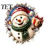 Living Room Wall Accents Christmas Break-In 3D Decal, Santa Claus/Deer/Snowman/Elf/Dog/Nutcracker/Gingerbread Man Patterns Window Easy Peel