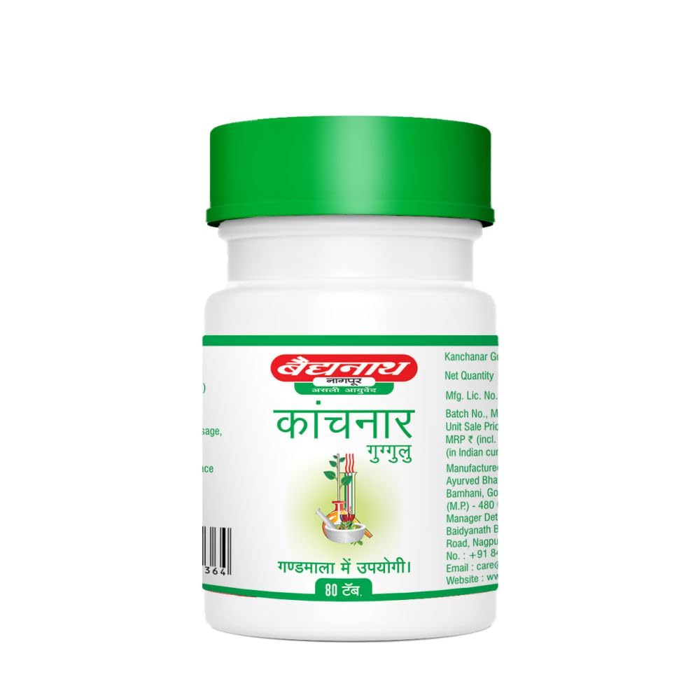 Baidyanath Asli Ayurved Nagpur Kanchanar Guggulu 80 Tablets X Pack Of 2 For Thyroid Support And Wellness