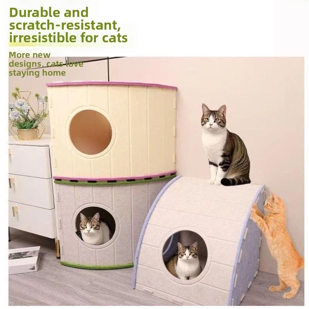Fan-shaped Cat House Stackable Cat Castle Japanese Style Cat Scratching Board  Cat Furniture