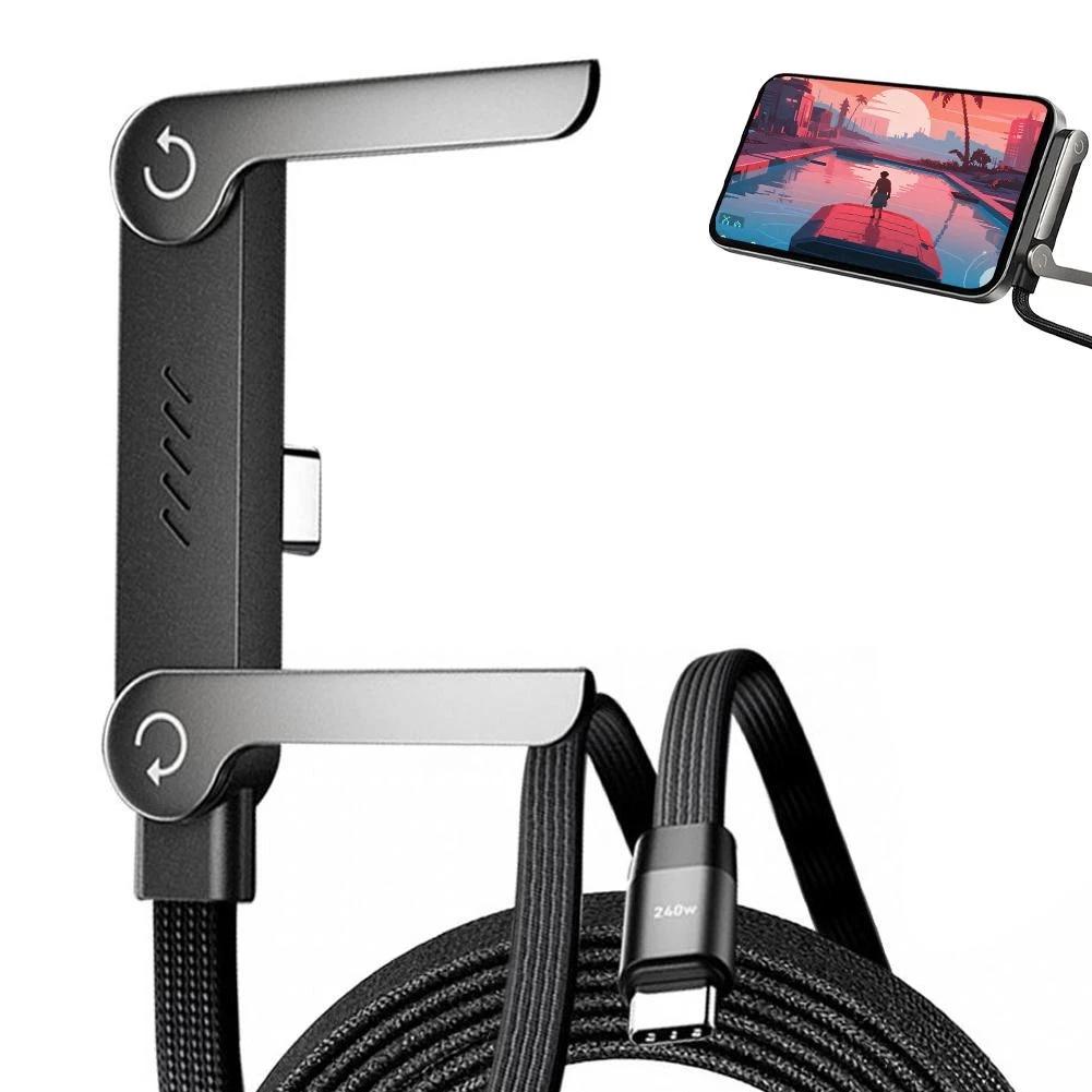 

Fast Charging Cable Adjustable 240w Charger Cable Phone Holder Cable Zinc Alloy For Gaming Home Tablet чёрный