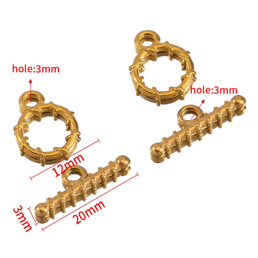 3setst Stainless Steel Embossed OT Toggle Clasp Hook Circle Rings Connectors DIY Necklaces Bracelets Accessories Jewelry Making