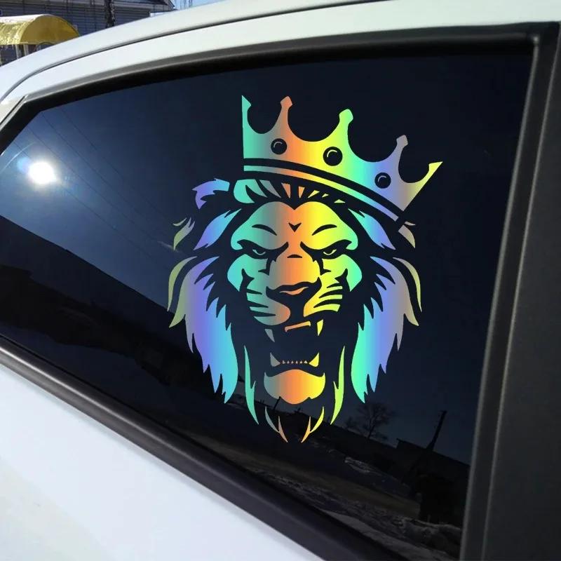 LYKX Die-Cut Lion with Crown Car Sticker Waterproof Auto Decors On Bumper Rear Window Vinyl Decal