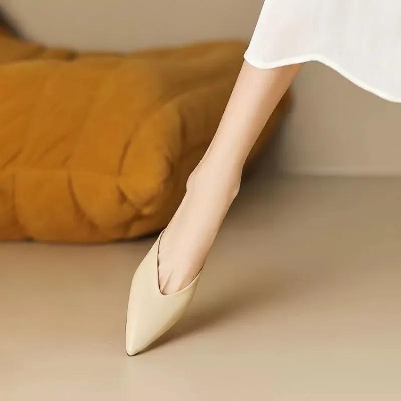 Fashion Ladies Shoes On Sale 2025 Closed Toe Women's Slippers Leopard Print Dress Sandals Women Pointed Toe Low Heel Slippers Zapatos