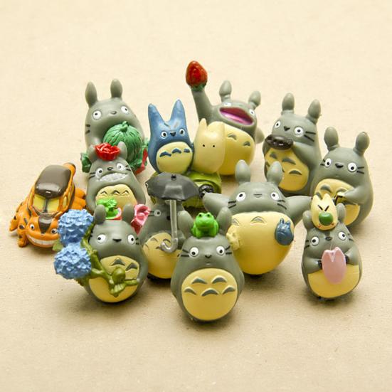 12Pcs/Set Anime Totoro Resin Models Miniature Dollhouse Bonsai Scenery Decor