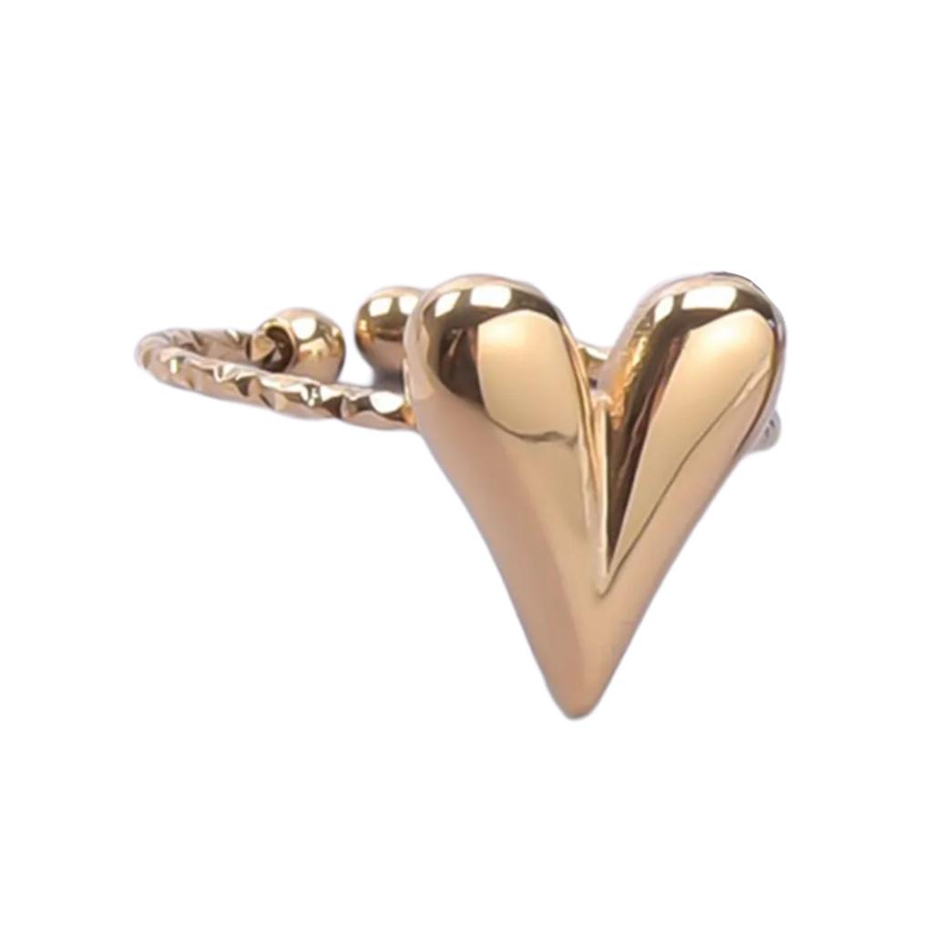 Metal Heart Rings for Women Men Trendy Stainless Steel Open Rings Adjustable Size Rings Korean Elegant Party Jewelry