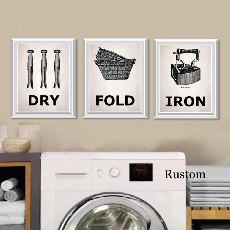 Laundry Wall Decor Retro Poster Vintage Canvas Pictures for Living Room Wash Dry Fold Painting On The Wall No Frame