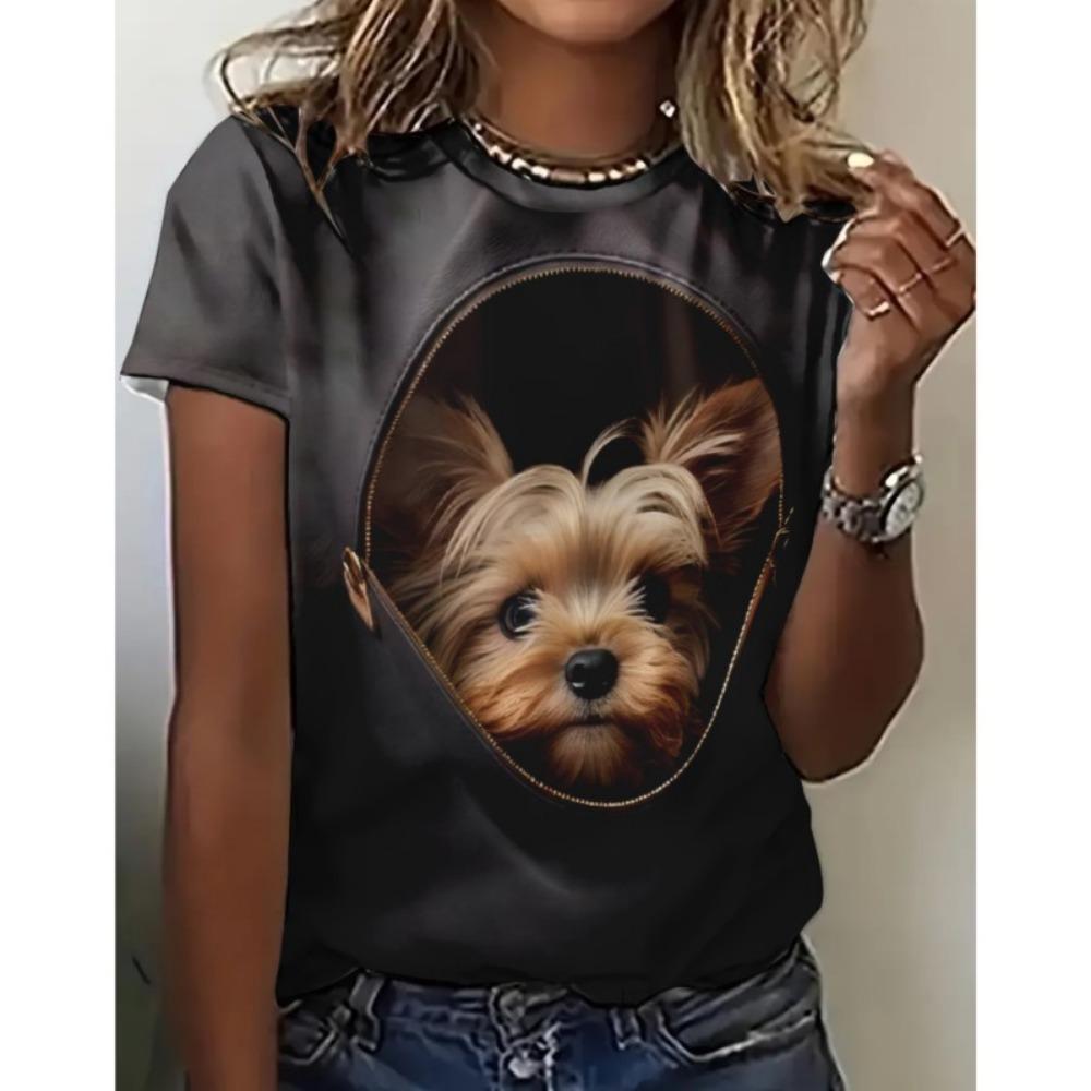 Dámské 3D Kočka Kawaii Potisk Topy Pro Ženu Módní Ležérní Harajuku Roztomilé Dámské Oblečení Léto Nové