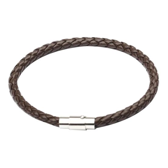 Unisex Faux Leather Braided Wristband Bracelet Magnetic Clasp Bangle Jewelry