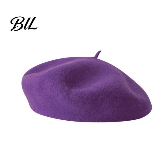 Solid Color Wool Hat Women French Beret Hat, Blend Artist Retro Literary Street Photography Cap Painter Cap, Cozy for Autumn Winter Vintage Style
