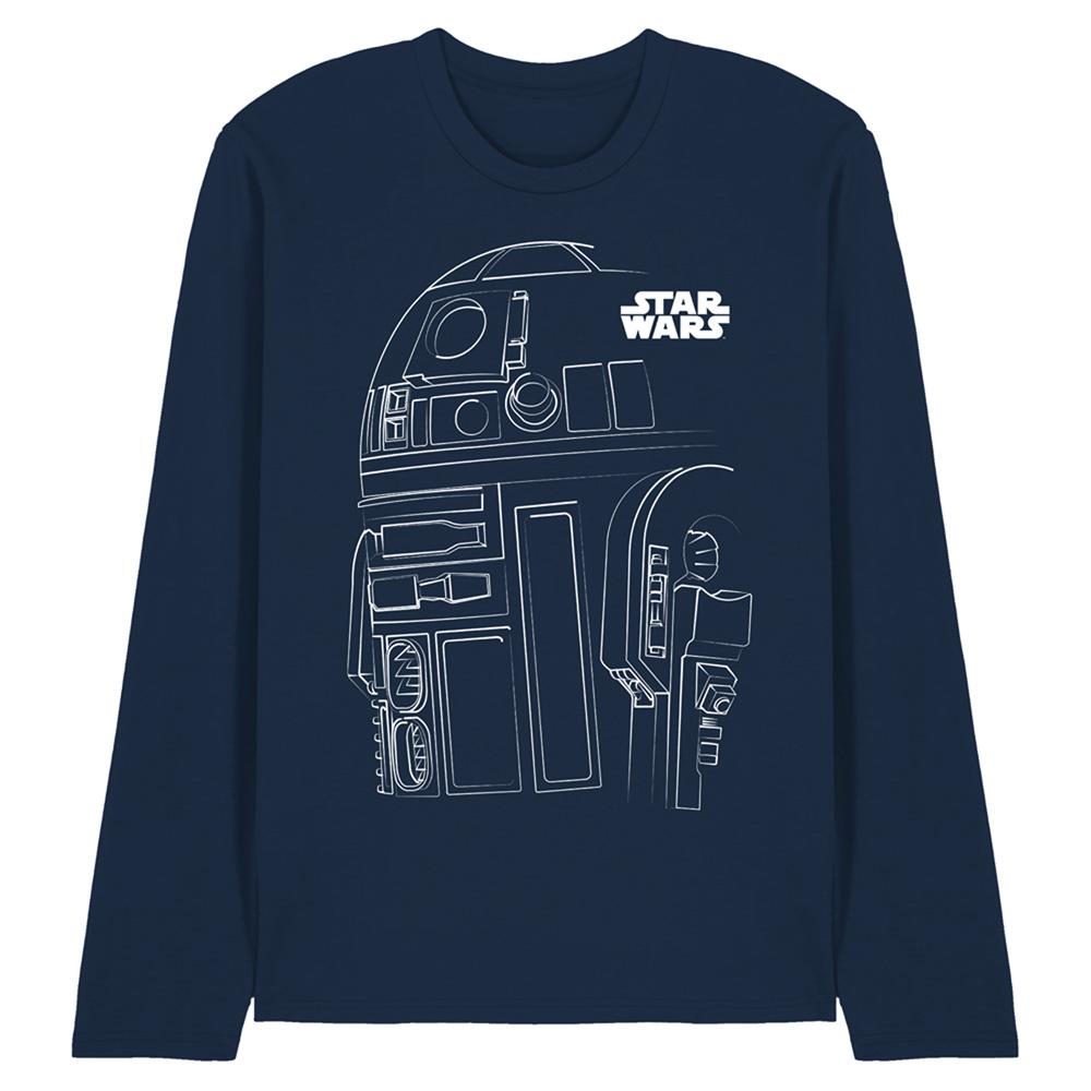 Star Wars Unisex Adult R2-D2 Outline Long-Sleeved T-Shirt