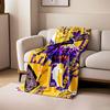 Bold Lakers-themed collage with basketball graphics and purple-yellow tones. for all seasons blanket lunch break throw gift