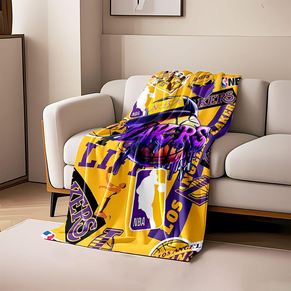 

Bold Lakers-themed collage with basketball graphics and purple-yellow tones. for all seasons blanket lunch break throw gift 80cm x 120cm