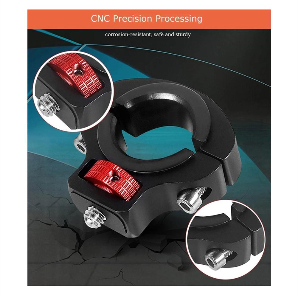 Aluminum Motorcycle Bike Handlebar Mount For GoPro Insta360 DJI 1/4" Thread Hole