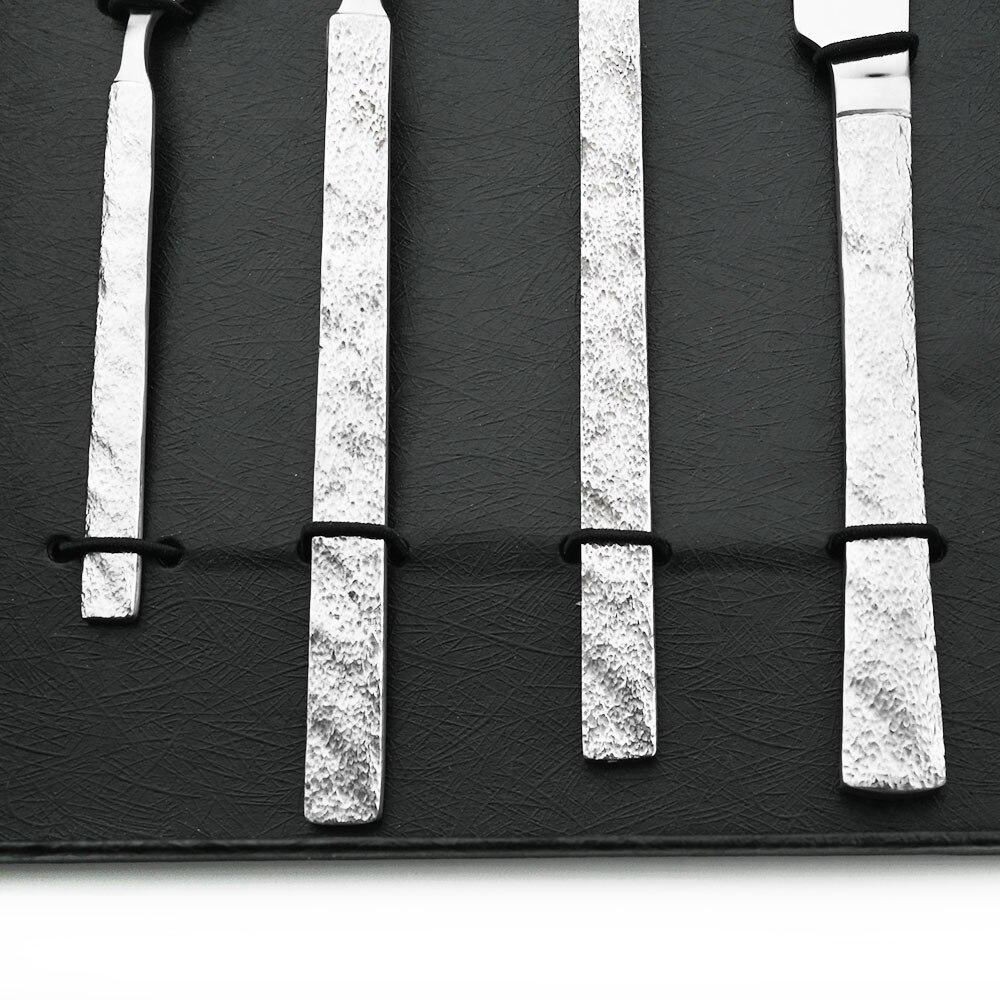 Matte 304 Stainless Steel Western Vintage Cutlery Set Knife Fork Spoons Dinner Set Dinnerware Western Tableware Textured Silverware