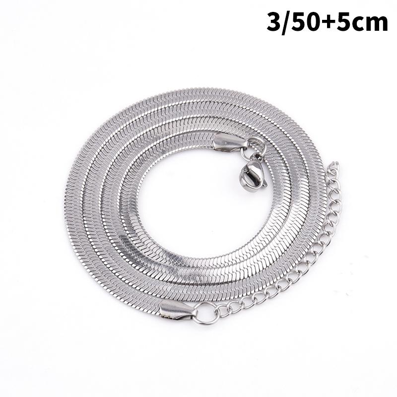 Personality Simple All-Match Hip-Hop Clavicle Chain Light Luxury European American Titanium Steel Non-Fade Flat Snake Bone Chain