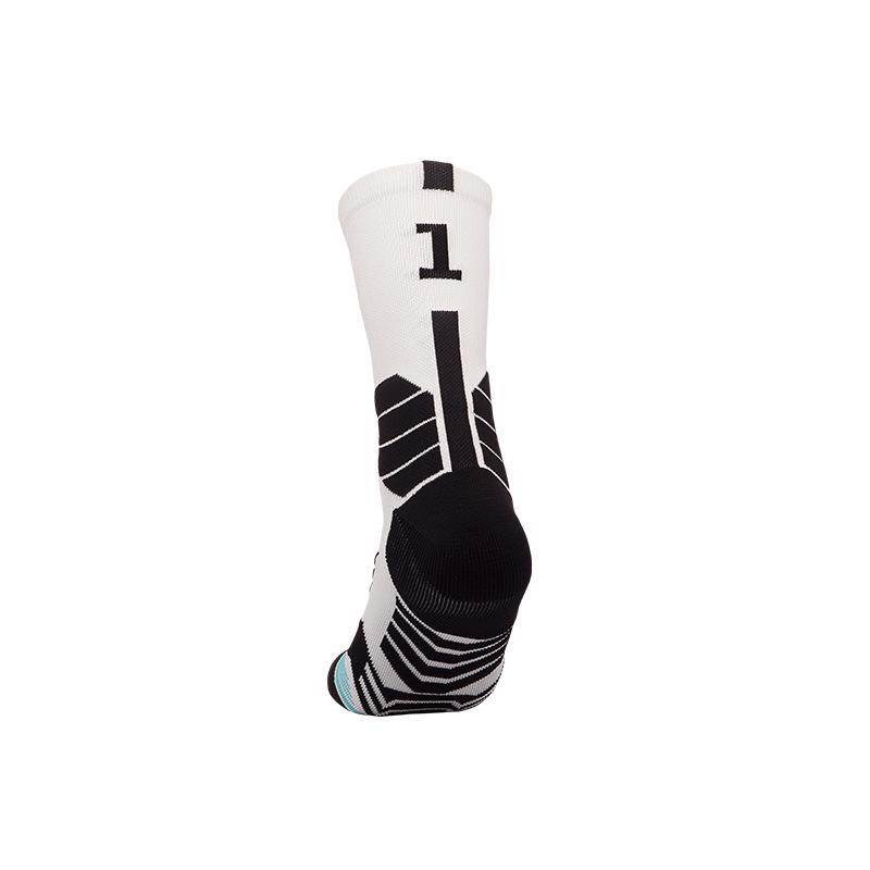 Men's Black and White Breathable Shock-Absorbing Basketball Socks