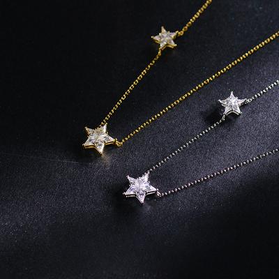 Exquisite Diamond-inlaid Double-star Necklace for Women Light Luxury Niche Design High-end Collarbone Chain for Women