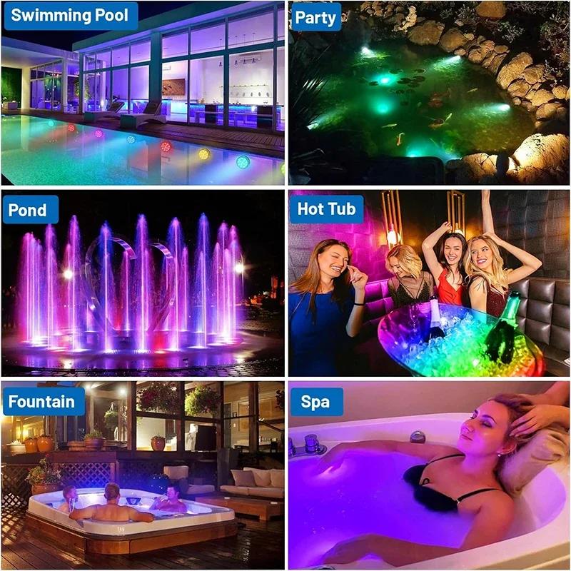 Waterproof Underwater Light, Submersible LED Lights, with Remote Control,  Tub Lamp 16 Colors Changing Shower Lamps