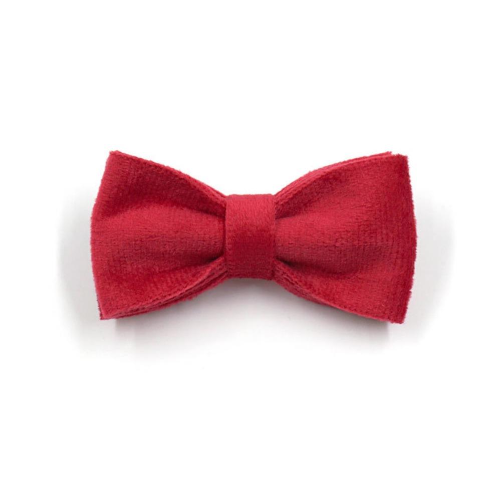 Velvet Cat Collar Accessory Multiple Solid Colors DIY Pet Collar Bowknot Small Animals красный