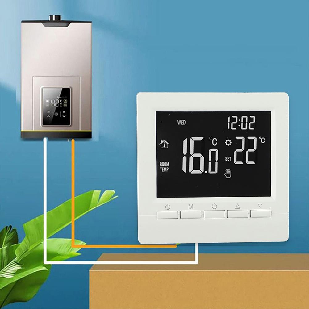 Programmable Digital Room Thermostat Temperature Controller with LCD Display Wired Boiler Heating System Child Safety Lock