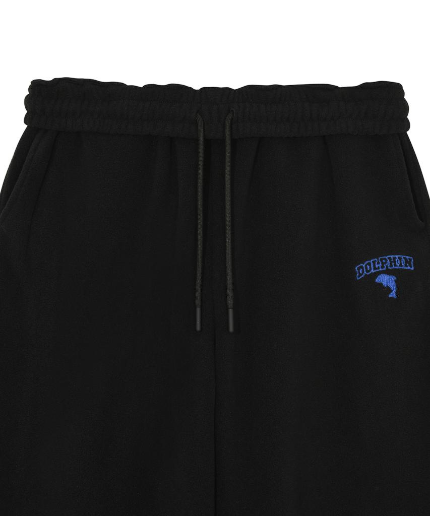 Dolphin Wave Apparel [Set] Dolphin Chain Embroidery Fleece Zip-Up Hoodie & String Pants Black