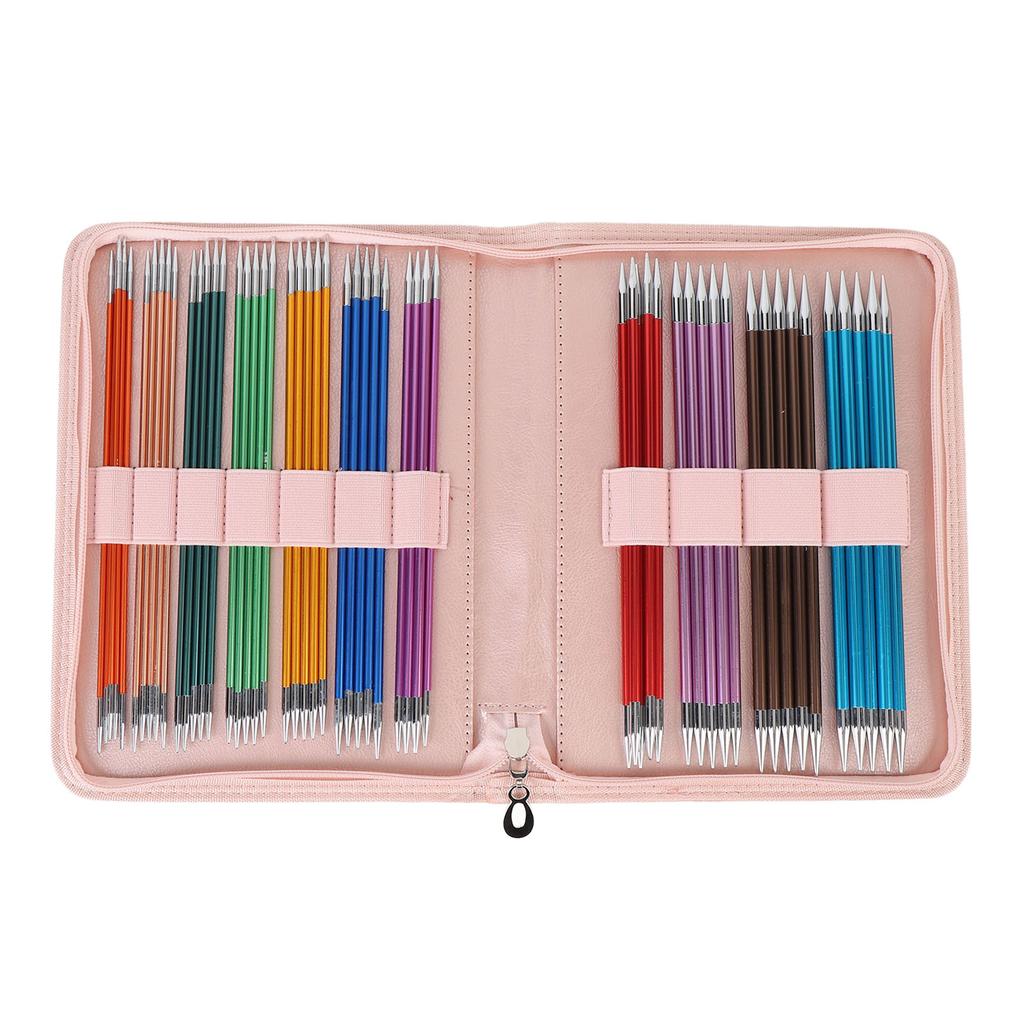 55PCS Double Pointed Needles Aluminium Oxide Color Straight Knitting Needle Set for Sweater Scarf Hat