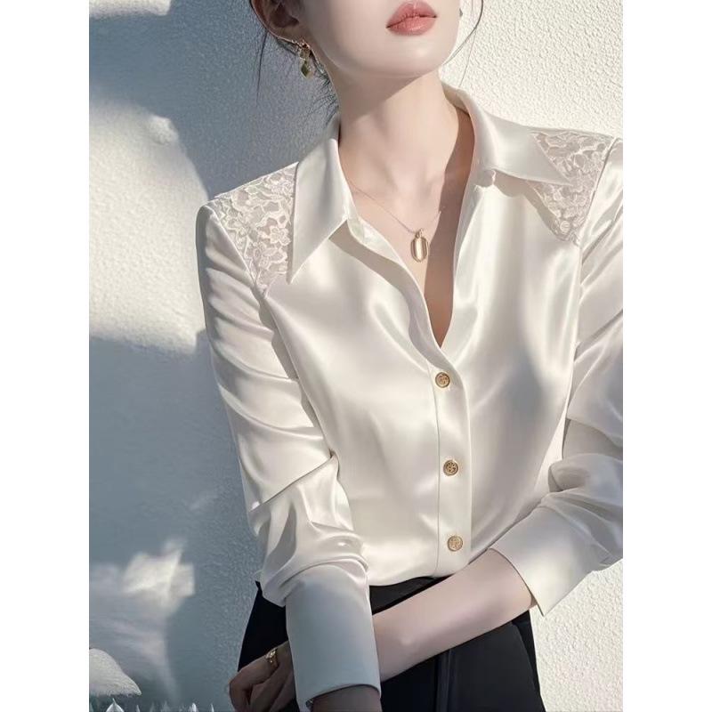 Han3987 White Shirt - 2025 Spring Trend: Elegant, Light Luxury, Age-Defying Style