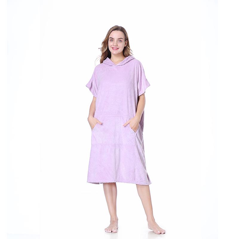 Unisex Quick-drying Hooded Beach Bathrobe Poncho - Coral Fleece Surf & Swim Changing Towel