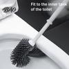 Cleaning Brush Long Handle Toilet with Anti-Slip Grip, Silicone Bristles Curved Resistant Double Head for Deep Stain Removal