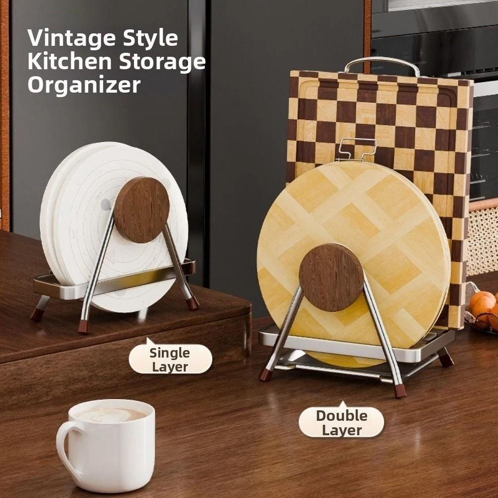 Durable Stable Cutting Board Holder Space-saving Anti-slip Pot Lid Organizer Heavy-Duty Thickened Kitchen Storage Rack Cabinet