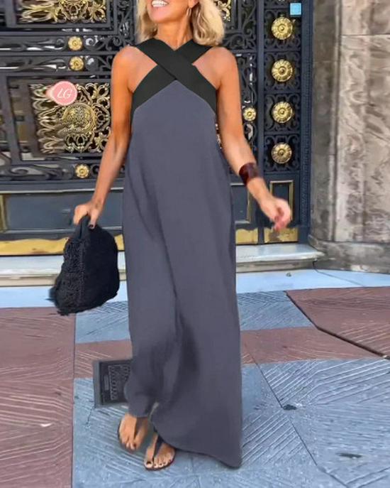 2025 Summer Sexy Backless Cross Long Dress for Women