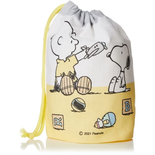 OSK Peanuts Snoopy Drawstring Cup Bag, Made In Japan, Stylish, Cute, Simple, Easy To Use, Unisex, Suitable for Kids, Students, and Adults (CP-1)