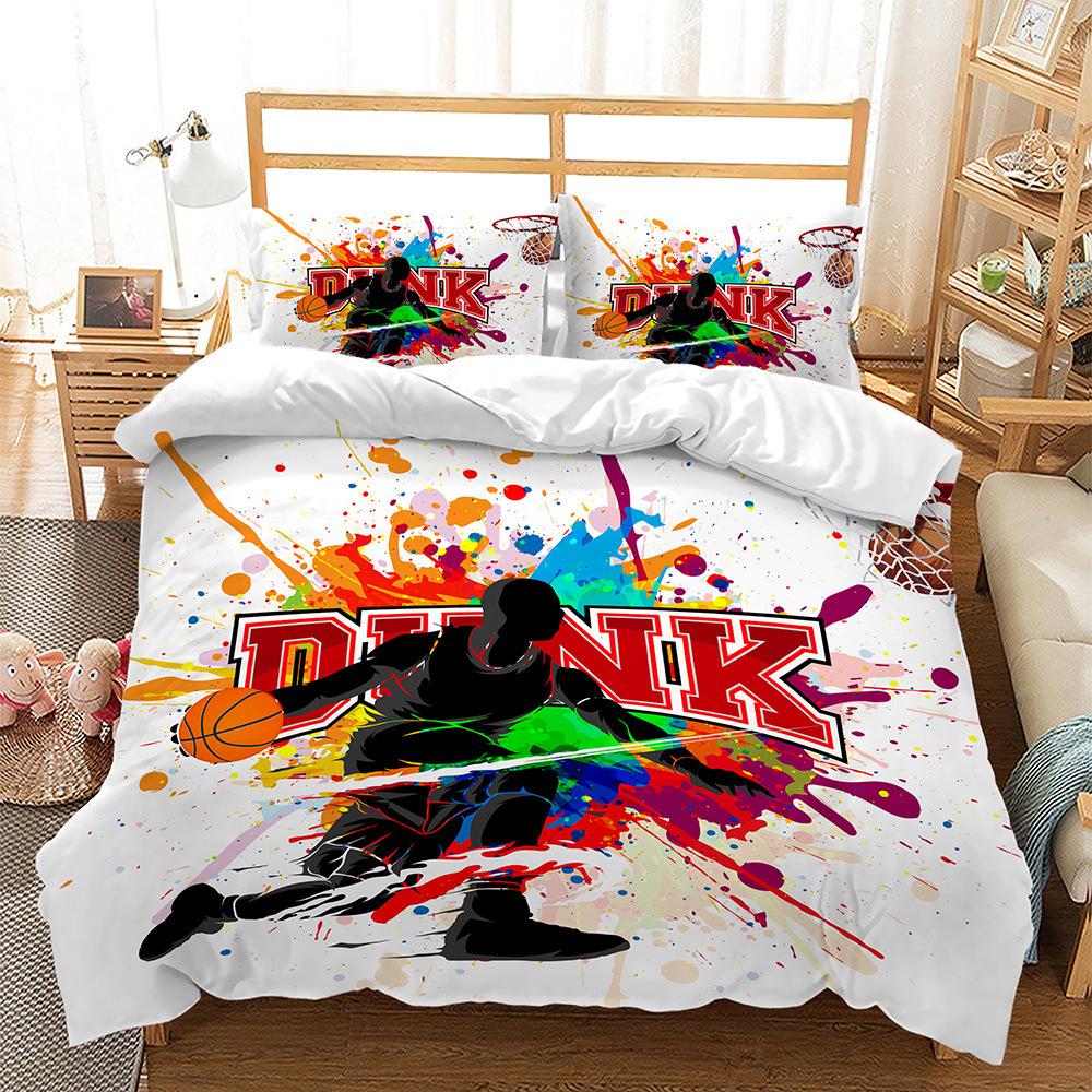 3D Digital Printing Three-Piece Cool Basketball Bedding