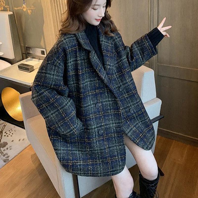 

Жіночий піджак Жіноче та осінне тонке двобортне зручне однотонне верхнє пальто для приміських приміщень XXL