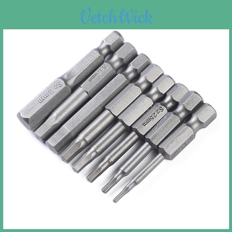 Exceptional 8pc Hex Head Long Allen Bit Set With Quick Connect Magnetic Shank Design