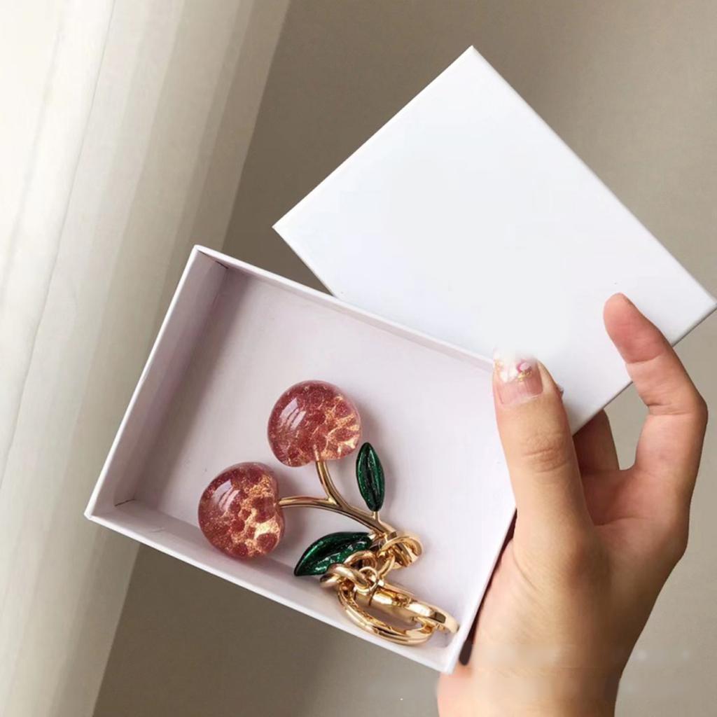 Stylish Cherry Pendnat Keychain Bag Charm Eye Catching Cherry Keychain Accessory Fashionable Hangings Decoration