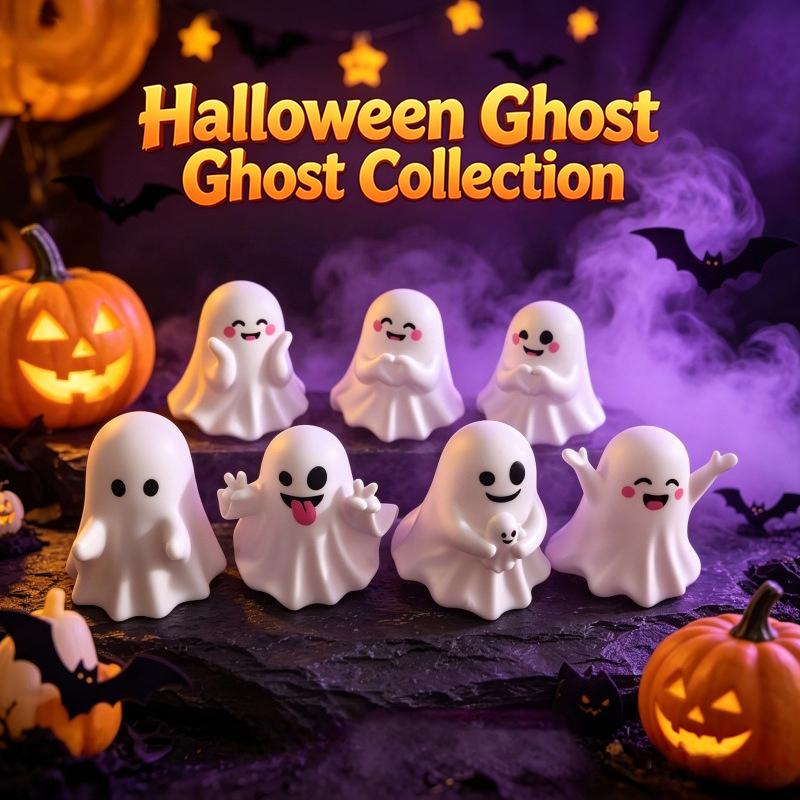 1/6Pcs Adorable Mini Ghost Figurine Soft PVC Lightweight Ornament for Kids Desk Bedroom Decoration Gift