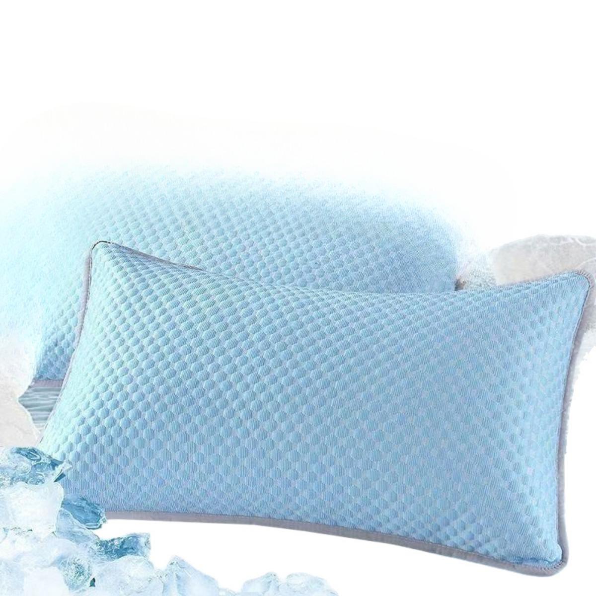 

Охлаждающие наволочки - Мягкое, дышащее постельное белье из 100% полиэстера для летнего комфорта, светло-голубое и бежевое с элегантными узорами, машинная стирка 1pcs синий