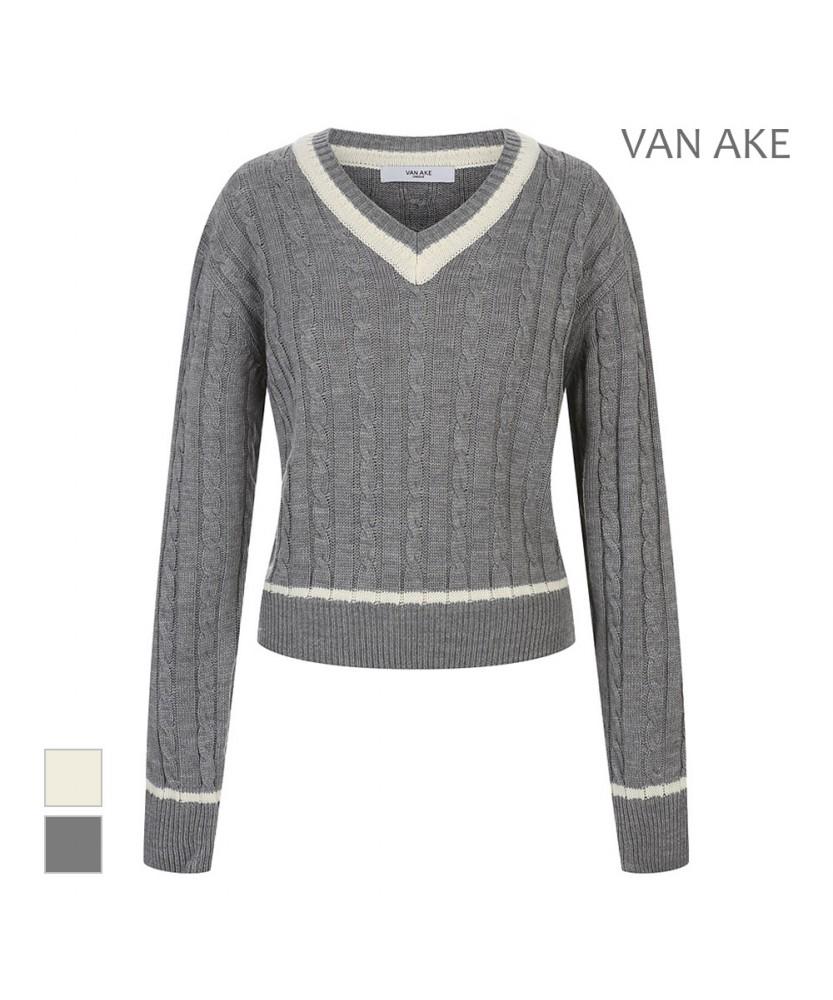 VANAKE V-Neck Contrast Knit_Vb4Xktmk01Z