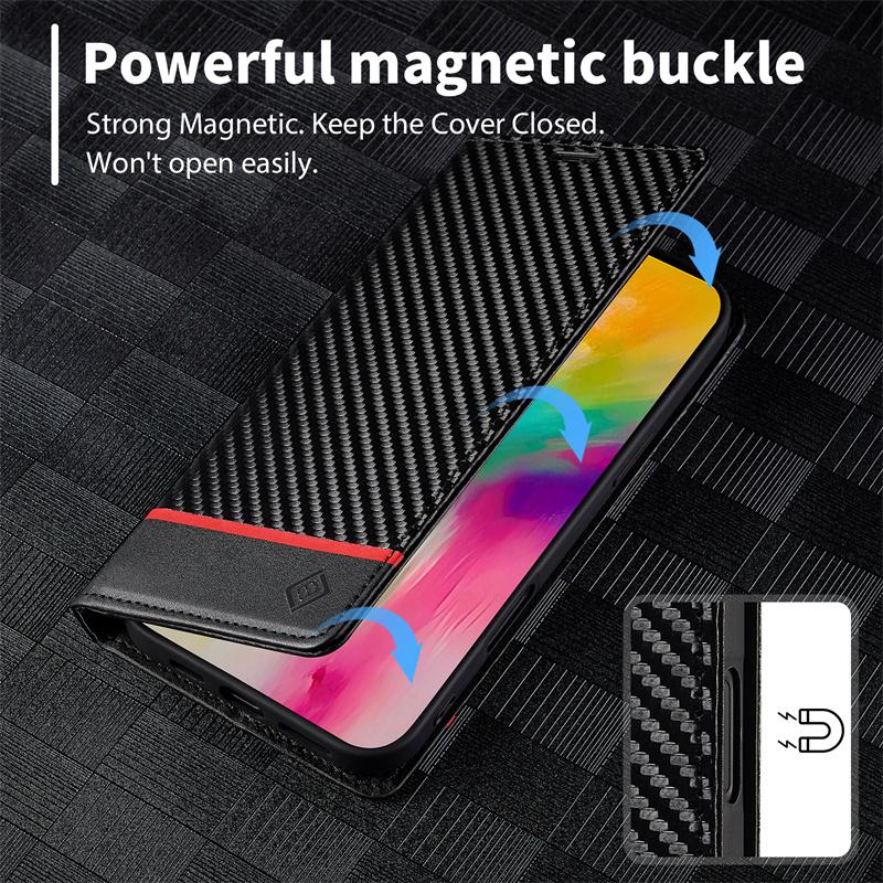 Etui A52S A51 Carbon Fiber Magnetic Flip Case for Samsung Galaxy A52s 5G A51 A515F A71 A72 A12 A32 A22 Soft Leather Wallet Funda