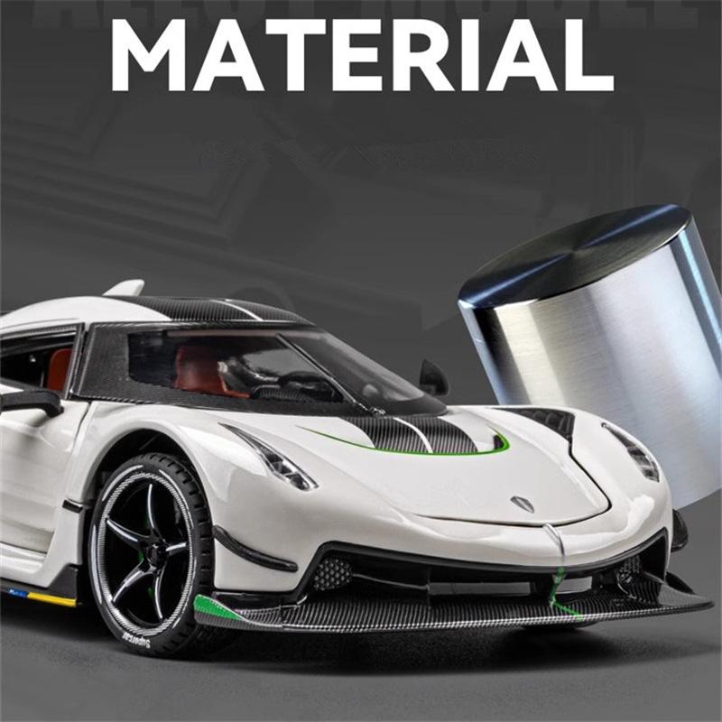 1/24 Koenigsegg Jesko Attack Sportwagenmodell aus Legierung, Druckguss-Metall-Rennwagenmodell, Simulation, Ton und Licht, Kinderspielzeuggeschenk