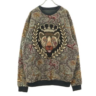 Beauty Products Tiger Embroidery Long Sleeve Sweat Beige Men's Used
