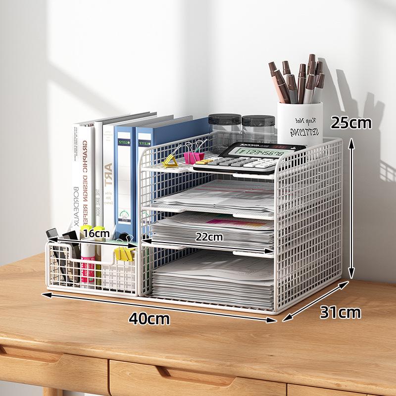 Multi-Layer Desktop Bookshelf Organizer: Large Capacity File and Paper Storage Rack