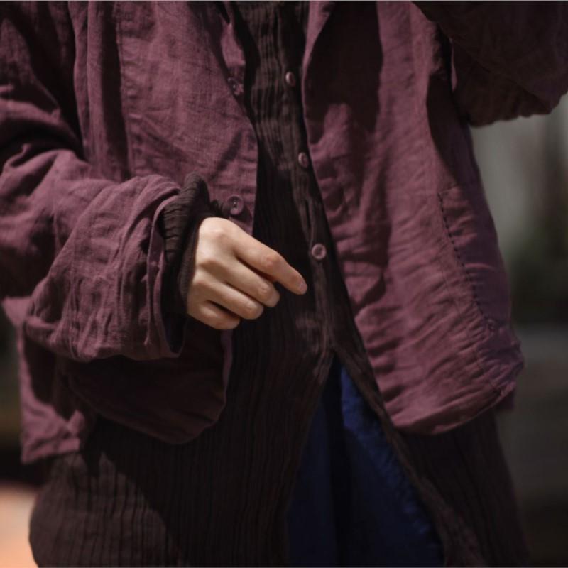 Johnature Frau Frühling Casual Langen Ärmeln Einfarbig Vintage Einreiher Retro Persönlichkeit Mäntel