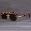 Men's Frameless Sunglasses Crystal Stone Lens High Quality Lightweight Durable UV Protection Eye Shield Outdoor Eyewear
