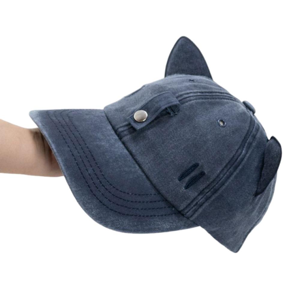 Cute Cat Ears Baseball Cap Breathable Duck Tongue Cap Fashion Sunshade Cap with Sunglasses  Travel