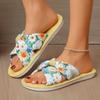Fashion Women Fashion Lady Slippers Retro Summer Beach Open Toe Flat Shoes for Women Casual Slippers Slip On Flat Sandals Slides Women